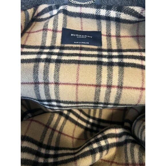 Burberry London Mens Wool Duffle Toggle Coat IT 52 US 42 Gray Nova Check Plaid - Picture 10 of 10